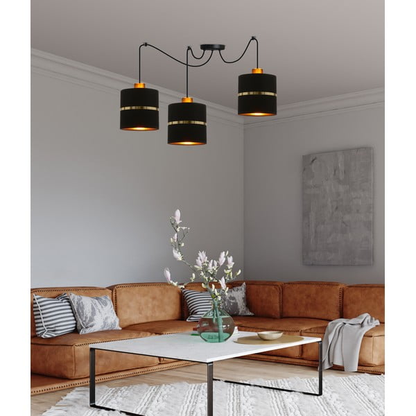 Lampada a sospensione nera con paralume in tessuto ø 15 cm Assam - Candellux Lighting-image-1