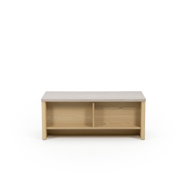 Tavolino da salotto bianco/colore naturale chiaro con effetto rovere 40x100 cm Dore – Marckeric-image-4