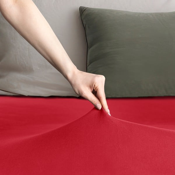 Lenzuolo con angoli rosso in jersey 180x200 cm Amber – Restilo-image-1