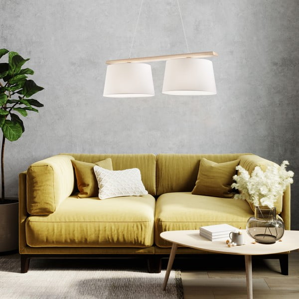 Lampada a sospensione marrone chiaro con paralume in tessuto ø 35 cm Aida - LAMKUR-image-1