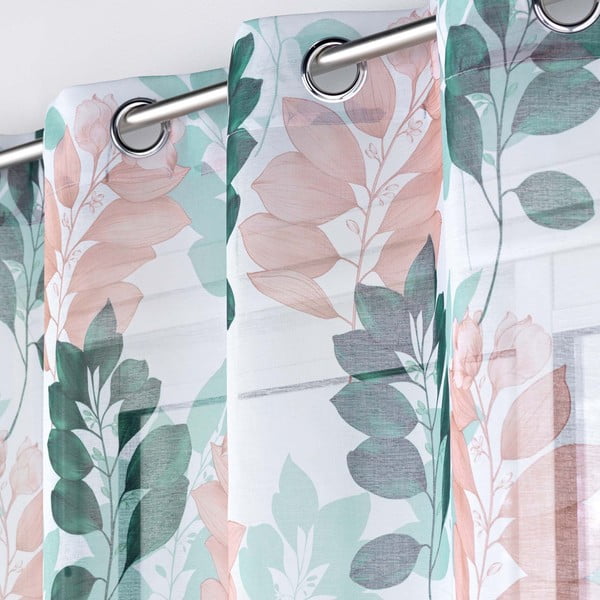 Tenda in voile bianco-verde 140x280 cm Belline - douceur d'intérieur-image-1