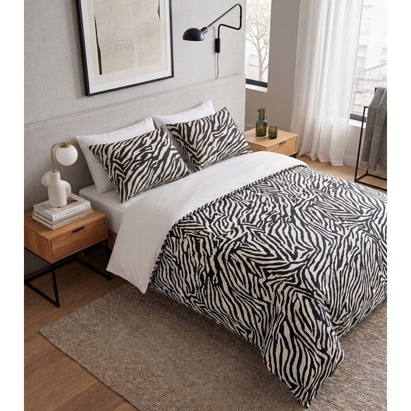 Set copripiumino e federa nero per letto matrimoniale 200x200 cm Zebra – Mijolnir-image-1