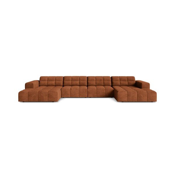 Divano angolare color terracotta (a U) con rivestimento in ciniglia Chicago – Cosmopolitan Design