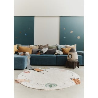 Tappeto da gioco per bambini in cotone lavabile a mano color crema ø140 cm Interstellar Journey - Lorena Canals