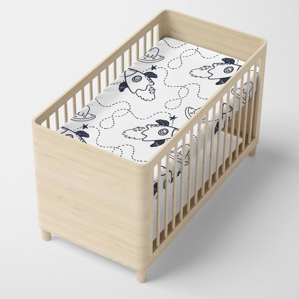 Lenzuolo in cotone elastico bianco e nero, 70 x 140 cm Starspace - Mr. Fox-image-3