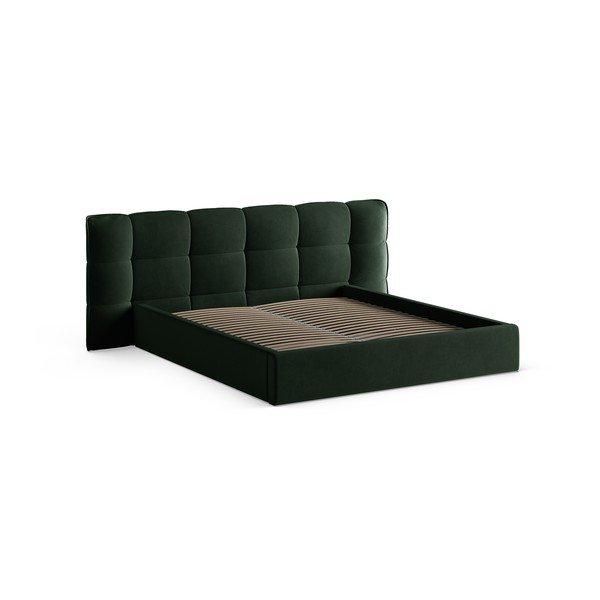 Letto matrimoniale imbottito verde scuro con contenitore con rete inclusa 180x200 cm Eric – Micadoni -image-3