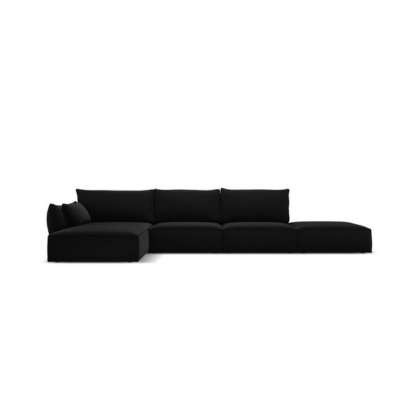 Divano angolare nero (con penisola a sinistra/con chaise lounge) con rivestimento in velluto Vanda – Mazzini Sofas