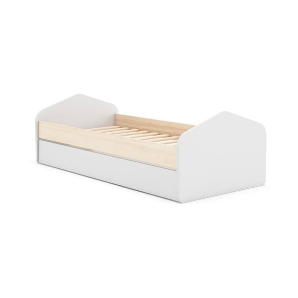 Letto per bambini in pino bianco/naturale con letto estraibile 90x200 cm Estefania - Marckeric-image-2