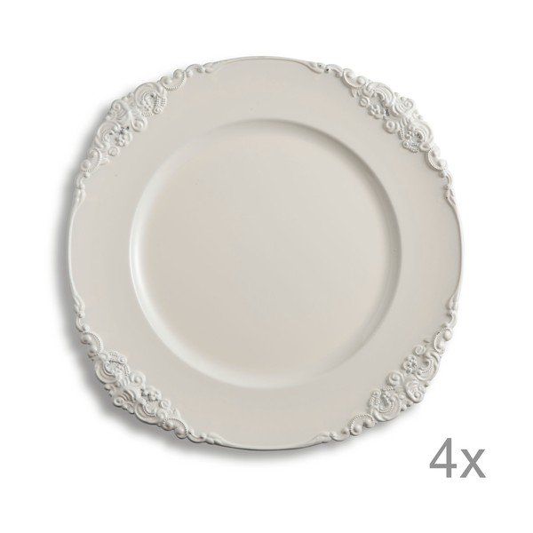 Sada 4 plastových talířů Elegance Ivory
