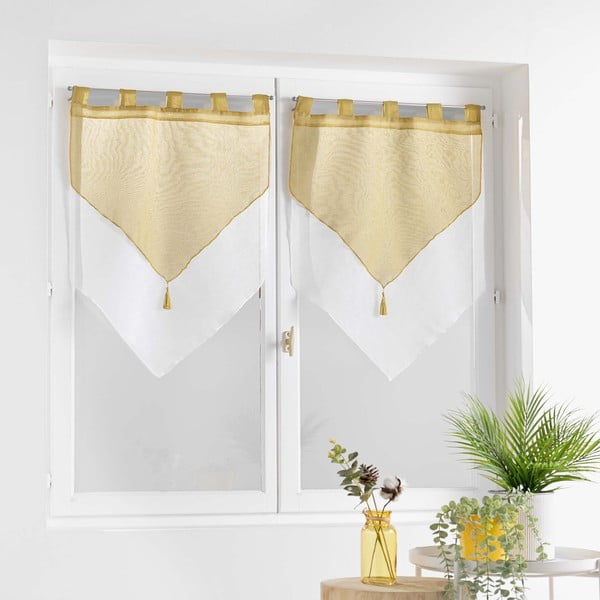 Tende gialle e bianche in set da 2 60x90 cm Duetto - douceur d'intérieur-image-2
