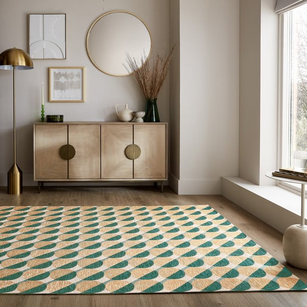 Tappeto giallo-verde 120x170 cm Carlos Circle Geo - Flair Rugs-image-1