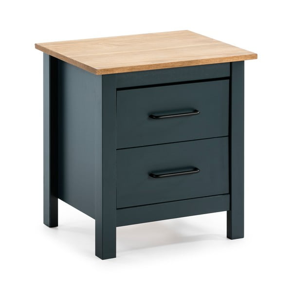 Comodino in legno di pino blu scuro Miranda - Marckeric-image-2