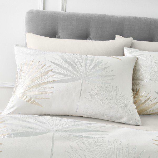 Biancheria crema per letto matrimoniale 200x200 cm Luxe Palm - Catherine Lansfield-image-1