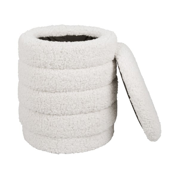 Pouf rotondo bianco con contenitore Cuddly - Leitmotiv