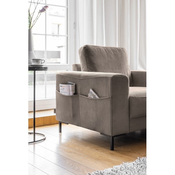 Poltrona in velluto a coste marrone Lofty Lilly - Miuform-image-3