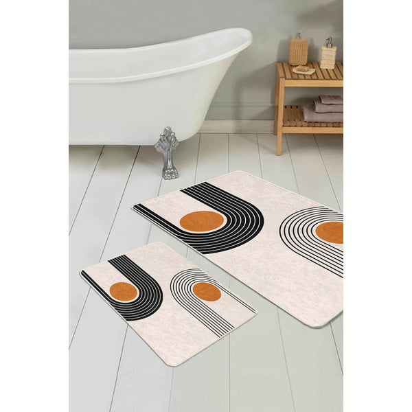 Set di tappetini per il bagno in velluto beige 2 pz 60x100 cm Dot Arch – Mila Home-image-3
