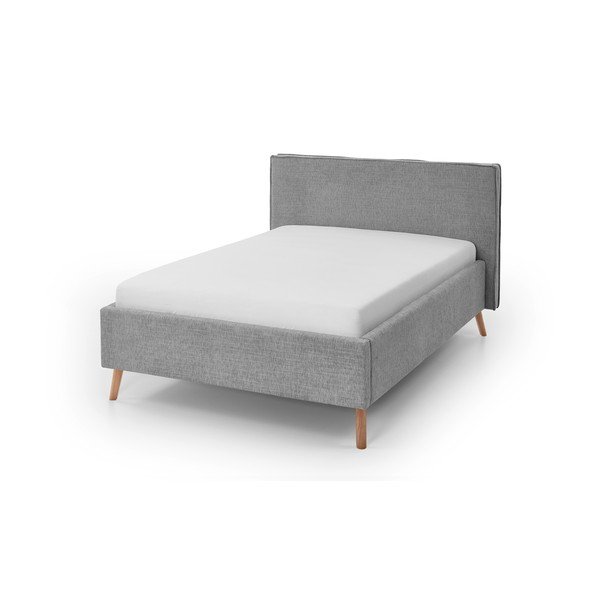Letto matrimoniale imbottito grigio chiaro con contenitore con rete inclusa 140x200 cm Riva – Meise Möbel