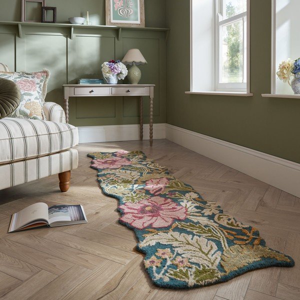 Passatoia in lana tessuta a mano 60x230 cm Daphne Shaped Floral – Flair Rugs-image-1