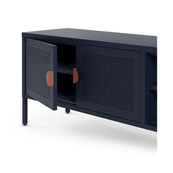 Mobile TV blu scuro in metallo 160x50x35 cm Sayla – Marckeric-image-4
