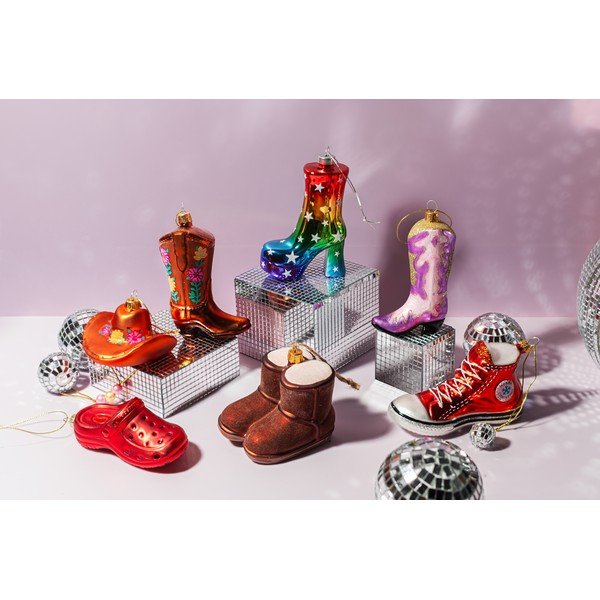 Decorazione per albero di natale in vetro 7 cm Cowboy Boot – Sass & Belle-image-2