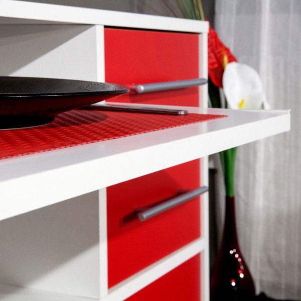 Mobile da cucina rosso e bianco con ripiani Marius - TemaHome-image-1