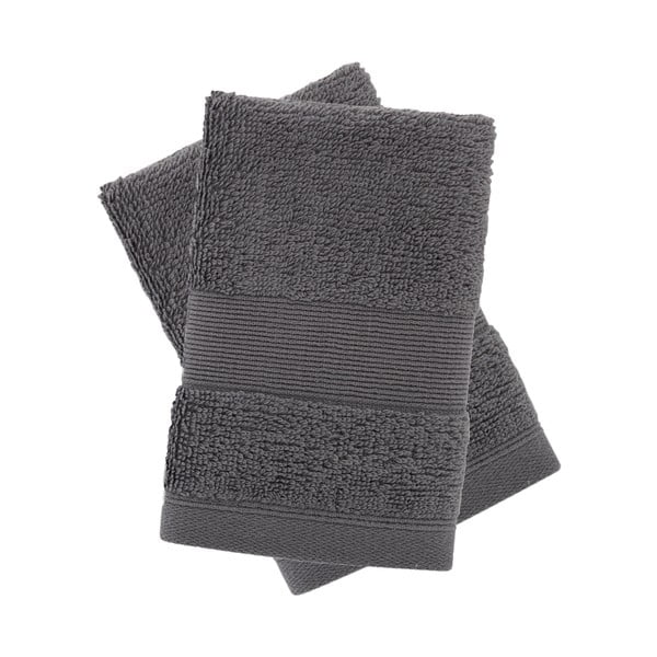 Set di asciugamani tipo terry grigio scuro in cotone 2 pz 30x30 cm Anti-Bacterial – Catherine Lansfield