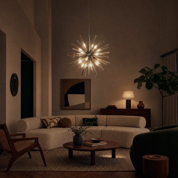Lampadario in metallo con paralume in vetro ø 75 cm Karlo – Premier Housewares-image-2