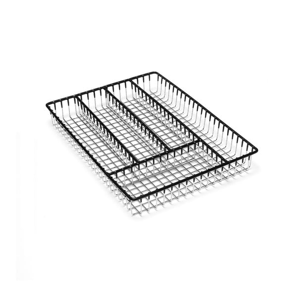 Organizzatore di posate in acciaio inox con finiture in filo nero, 36,5 cm - Addis