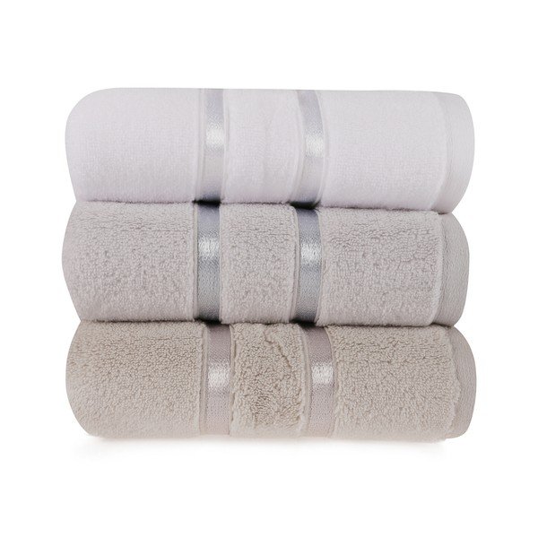 Set di 3 asciugamani in cotone beige Hobby , 50 x 90 cm Dolce - Foutastic