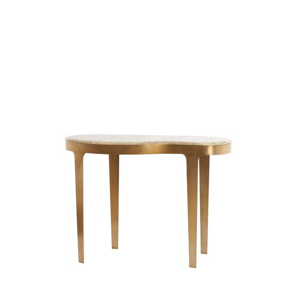 Tavolo consolle color bronzo/grigio tortora con piano in marmo 40x110 cm Giulio – Light & Living-image-4