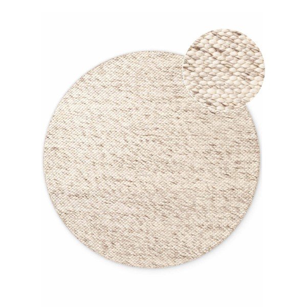 Tappeto rotondo beige/di colore naturale in lana tessuto a mano ø 160 cm Lyon Beans – Elle Decoration