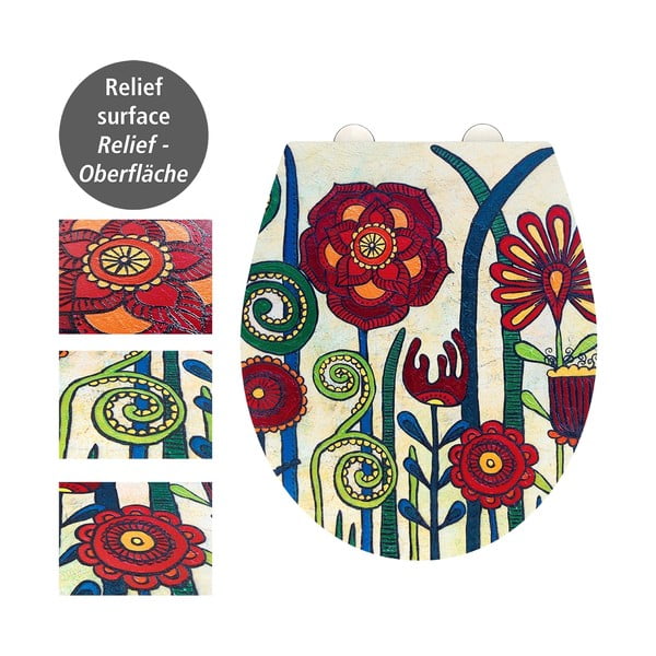 Sedile per wc con chiusura automatica 37 x 44,5 cm Rollin'Art Red Blossom - Wenko-image-2