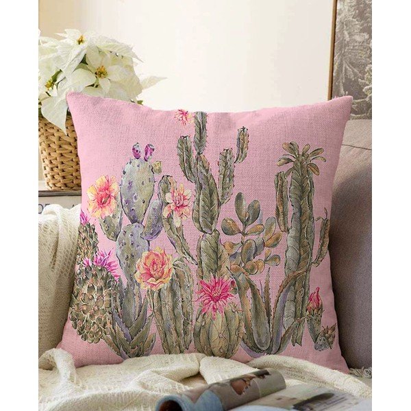 Federa rosa in misto cotone Blooming Cactus, 55 x 55 cm - Minimalist Cushion Covers