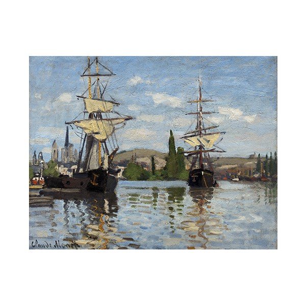 Obraz Claude Monet - Ships Riding on the Seine at Rouen, 50x40 cm