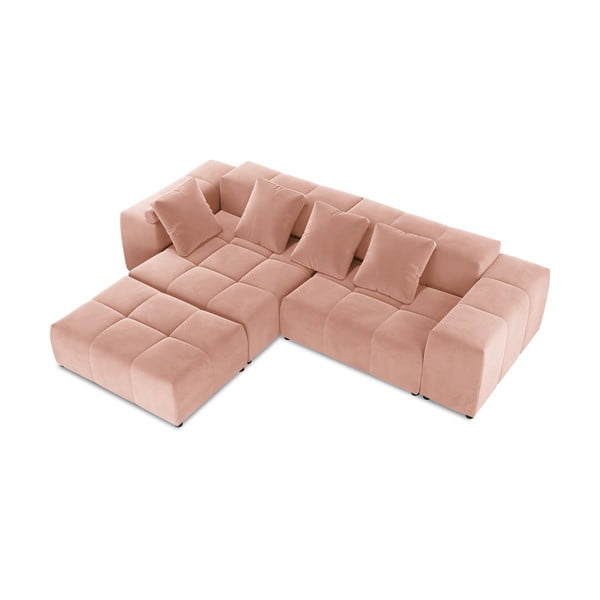 Divano angolare in velluto rosa (variabile) Rome Velvet - Cosmopolitan Design-image-3