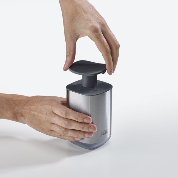 Dispenser per sapone color argento lucido in acciaio inox 250 ml Presto Steel – Joseph Joseph-image-3