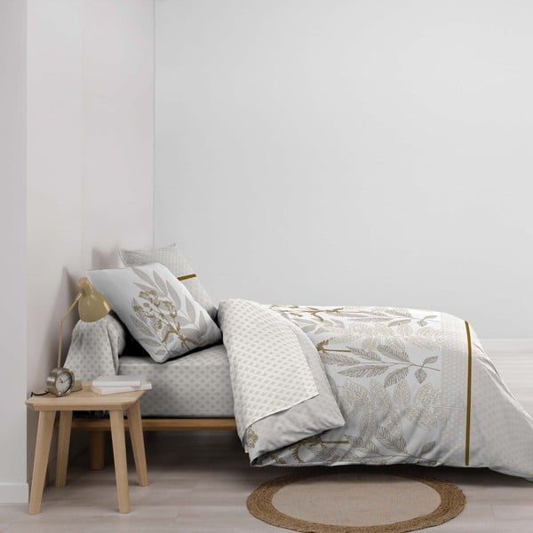 Set copripiumino e federa beige in cotone per letto matrimoniale ed esteso con lenzuolo incluso/6 pezzi 240x220 cm Raoni – douceur d'intérieur-image-1