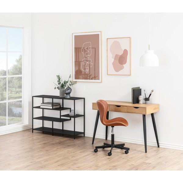 Libreria nera in frassino 114x78 cm Seaford - Actona-image-1