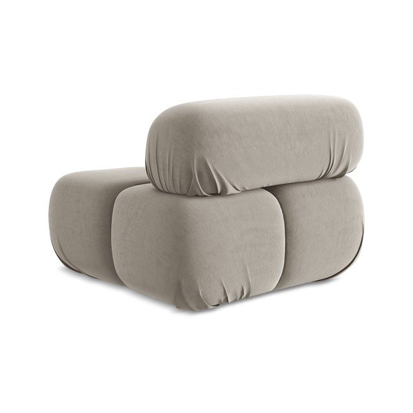 Parte divano componibile beige con rivestimento in velluto Lokua – Makamii-image-3