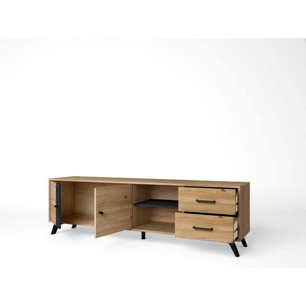 Tavolo TV nero in rovere 181x53 cm Natura - Marckeric-image-3