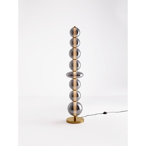 Lampada da terra LED grigia in metallo con paralume in vetro con intensità regolabile (altezza totale 140 cm) Navi – Nova Luce-image-3