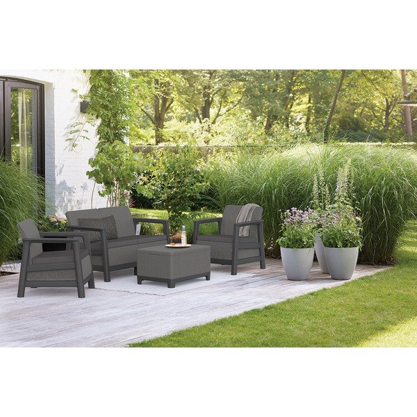 Set da giardino grigio per 4 persone Scandi Linea - Keter-image-1