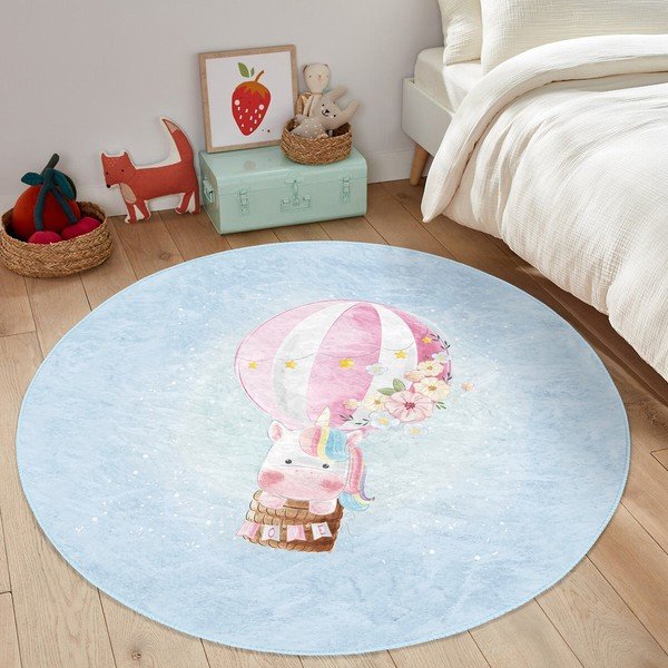 Tappeto azzurro per bambini ø 100 cm Comfort - Mila Home-image-1
