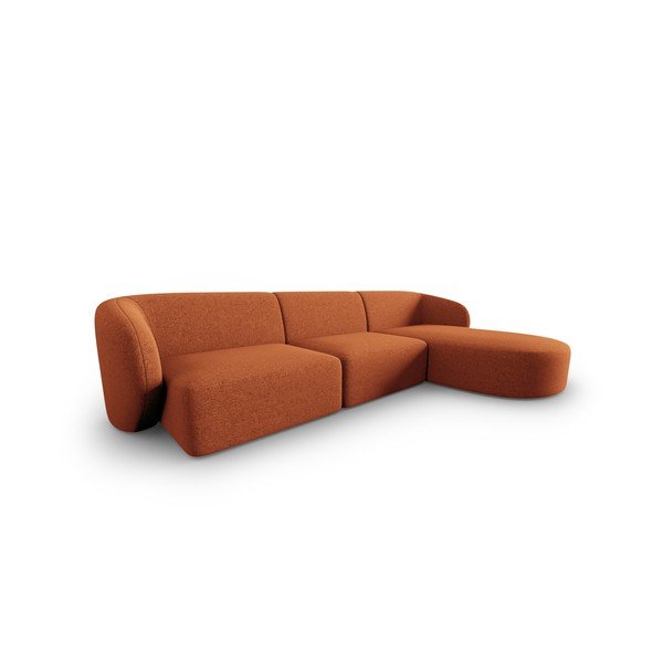 Divano angolare color terracotta (con penisola a destra/con chaise lounge) con rivestimento in ciniglia Paolo – Milo Casa-image-1