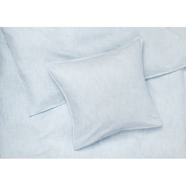 Biancheria da letto singola in cotone biologico bianco e azzurro 140x200 cm Monochrome Lines - JUNA-image-1