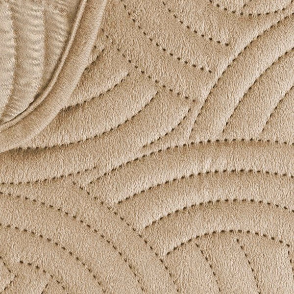 Set con copriletto e federa marrone chiaro in velluto 240x260 cm Solange – douceur d'intérieur-image-4