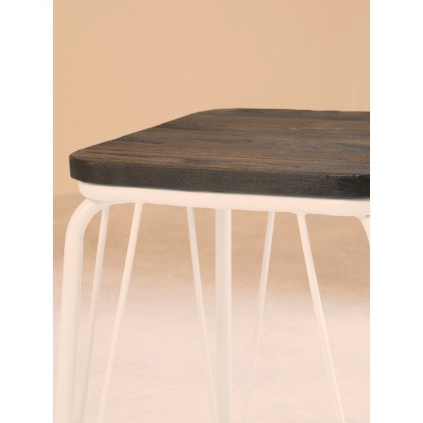 Sgabello bianco/colore naturale scuro in olmo massiccio District – Premier Housewares-image-4