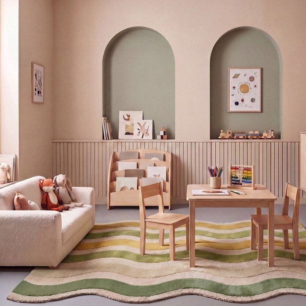 Tappeto verde/di colore naturale in lana tessuto a mano 160x230 cm Cascade Wool – Flair Rugs-image-2