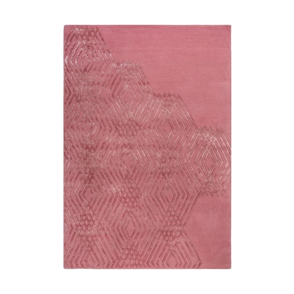 Tappeto in lana rosa 160x230 cm Diamonds - Flair Rugs