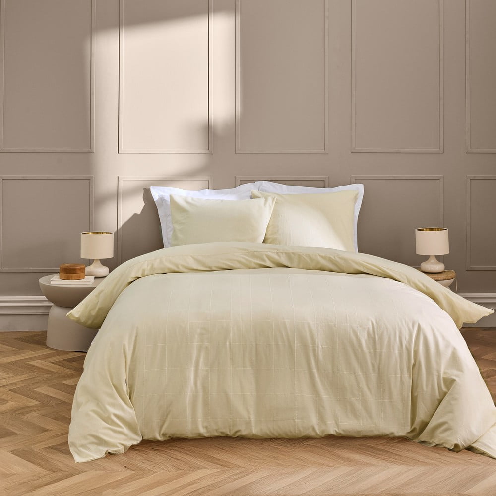 Set copripiumino e federa avorio per letto matrimoniale ed esteso 240x220 cm Linella – douceur d'intérieur | Biancheria da letto